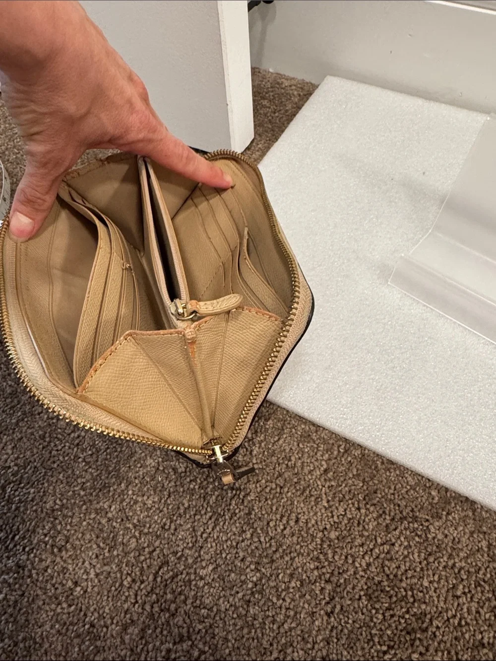 Coach Embossed Signature Zip Wallet in Beige-Tan - Picture 6 of 8